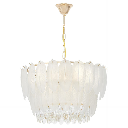 MODERN CRYSTAL CHANDELIER WHITE AND GOLD CAVALINI D50 - LuminaLux