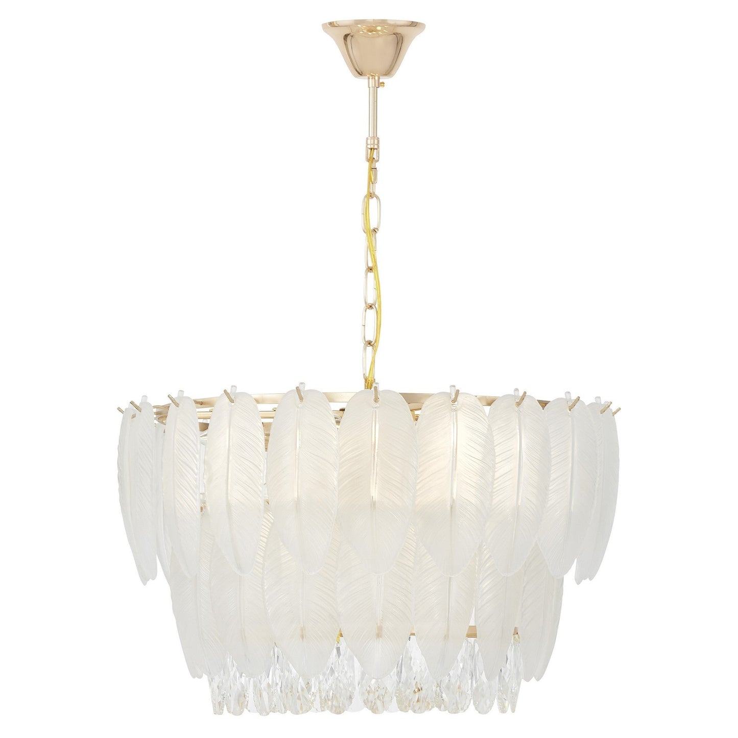 MODERN CRYSTAL CHANDELIER WHITE AND GOLD CAVALINI D50 - LuminaLux