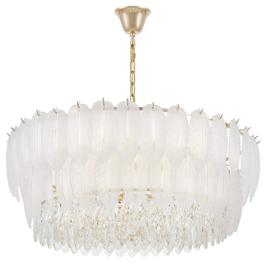 MODERN CRYSTAL CHANDELIER WHITE AND GOLD CAVALINI D80 - LuminaLux