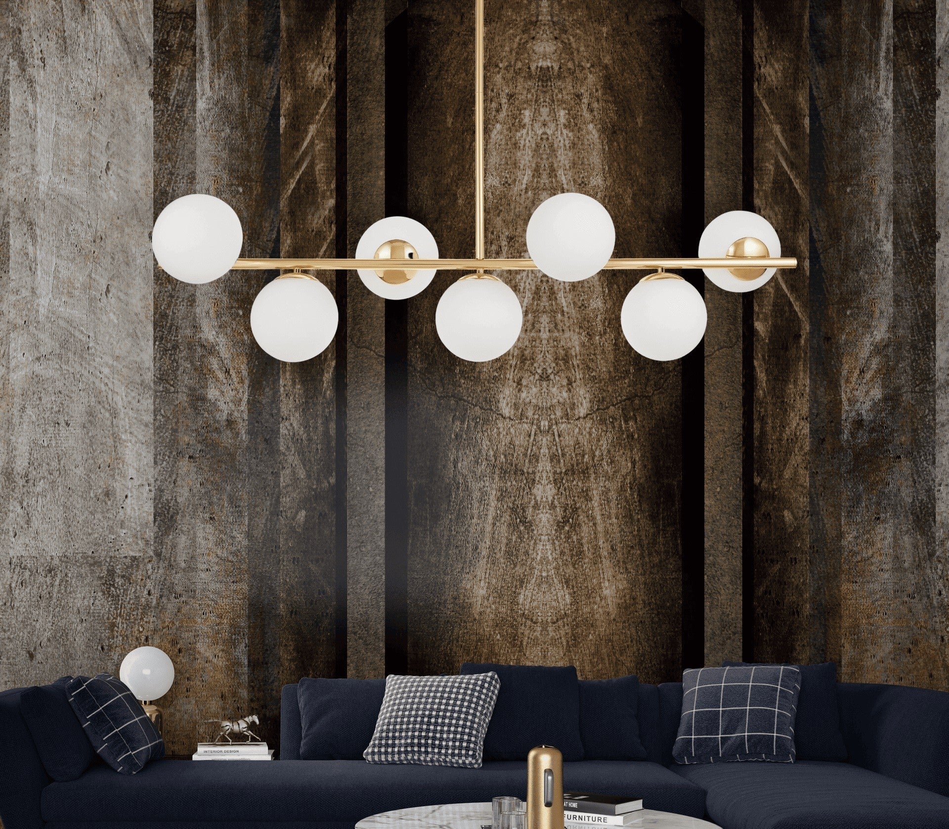 MODERN GOLD PENDANT LAMP FREDICA W7 - LuminaLux
