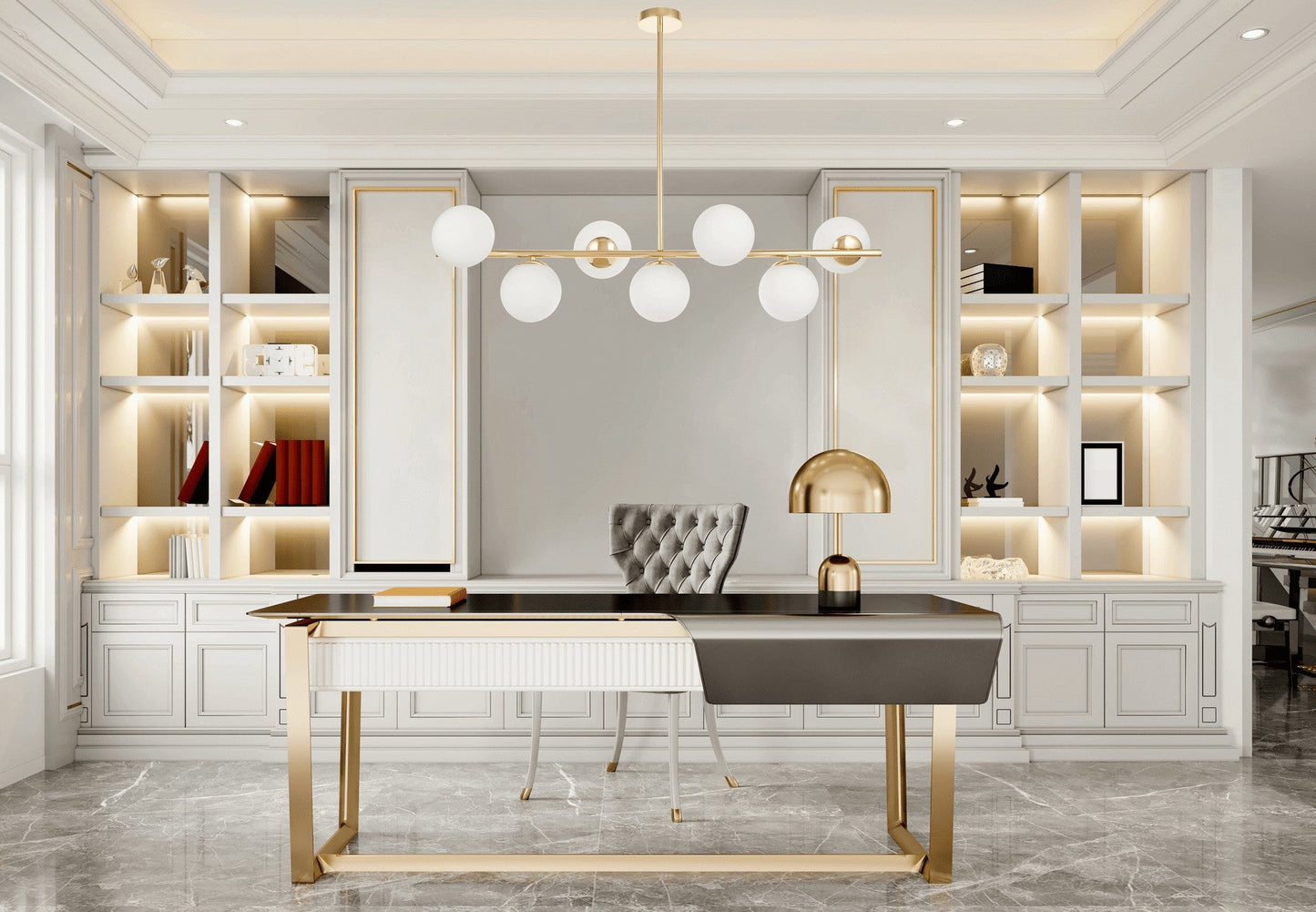 MODERN GOLD PENDANT LAMP FREDICA W7 - LuminaLux