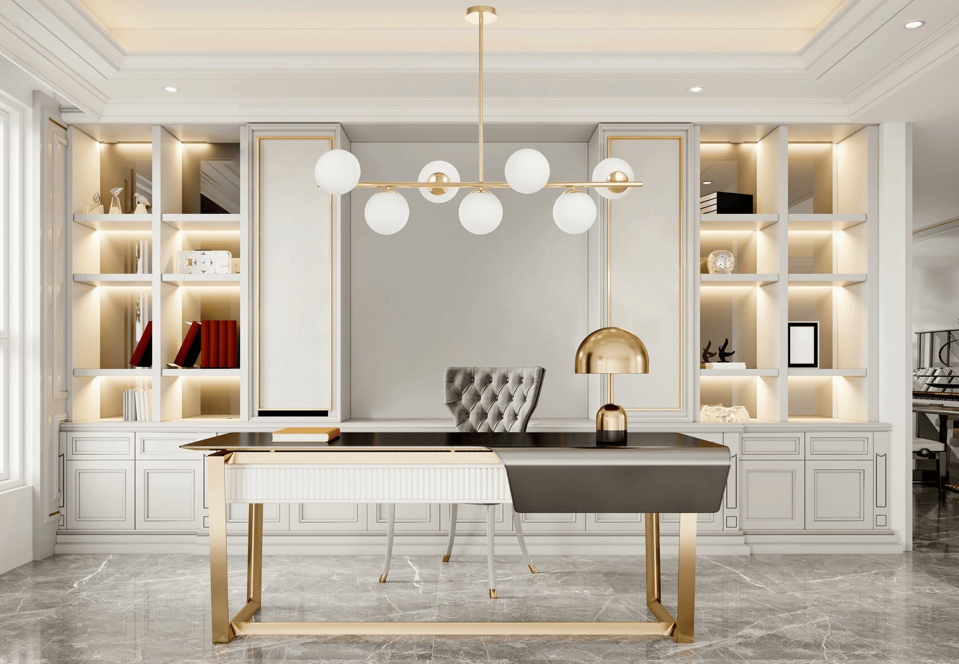 MODERN GOLD PENDANT LAMP FREDICA W7 - LuminaLux