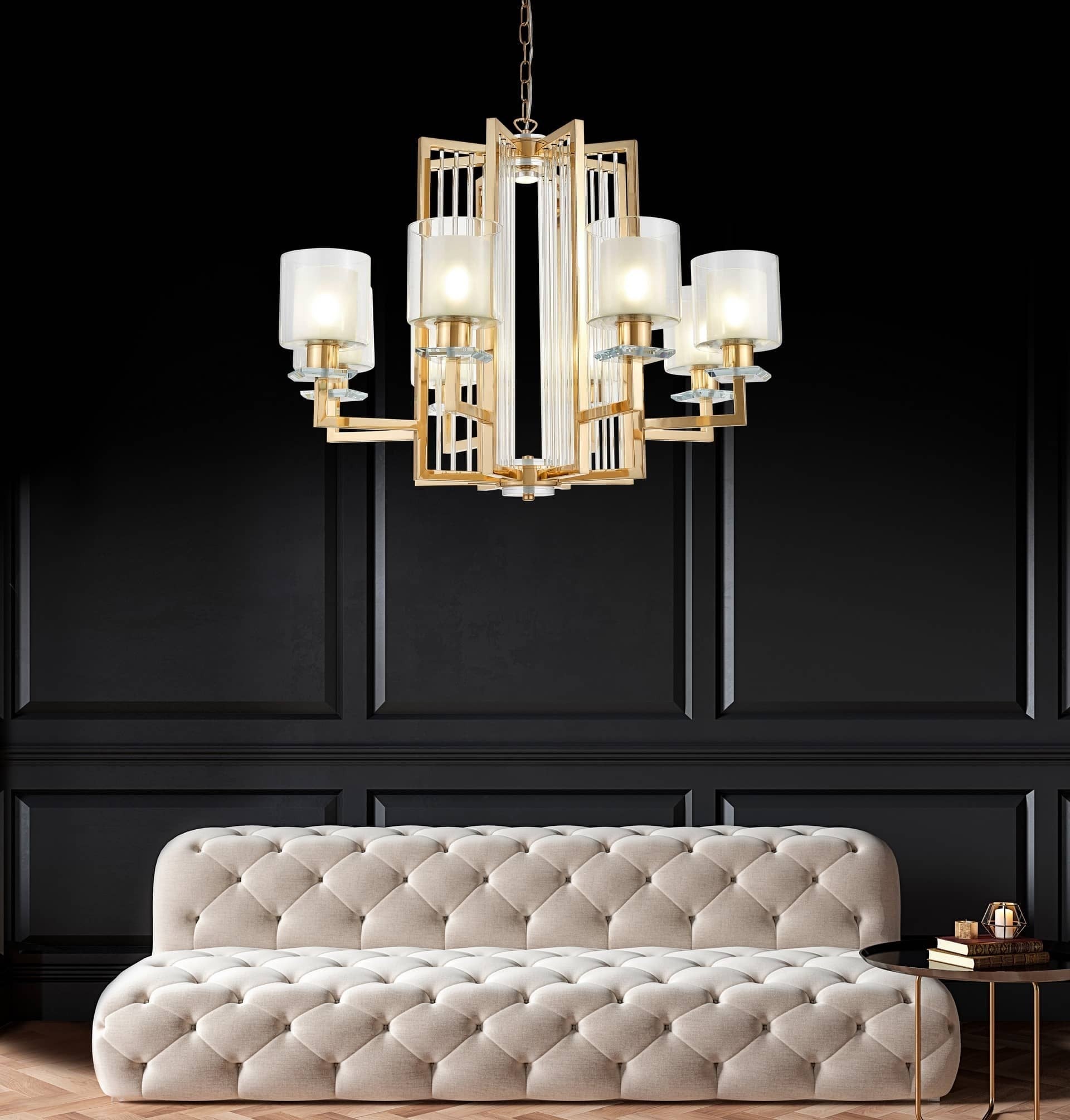 MODERN GOLD PENDANT LAMP MANHATTAN W8 - LuminaLux
