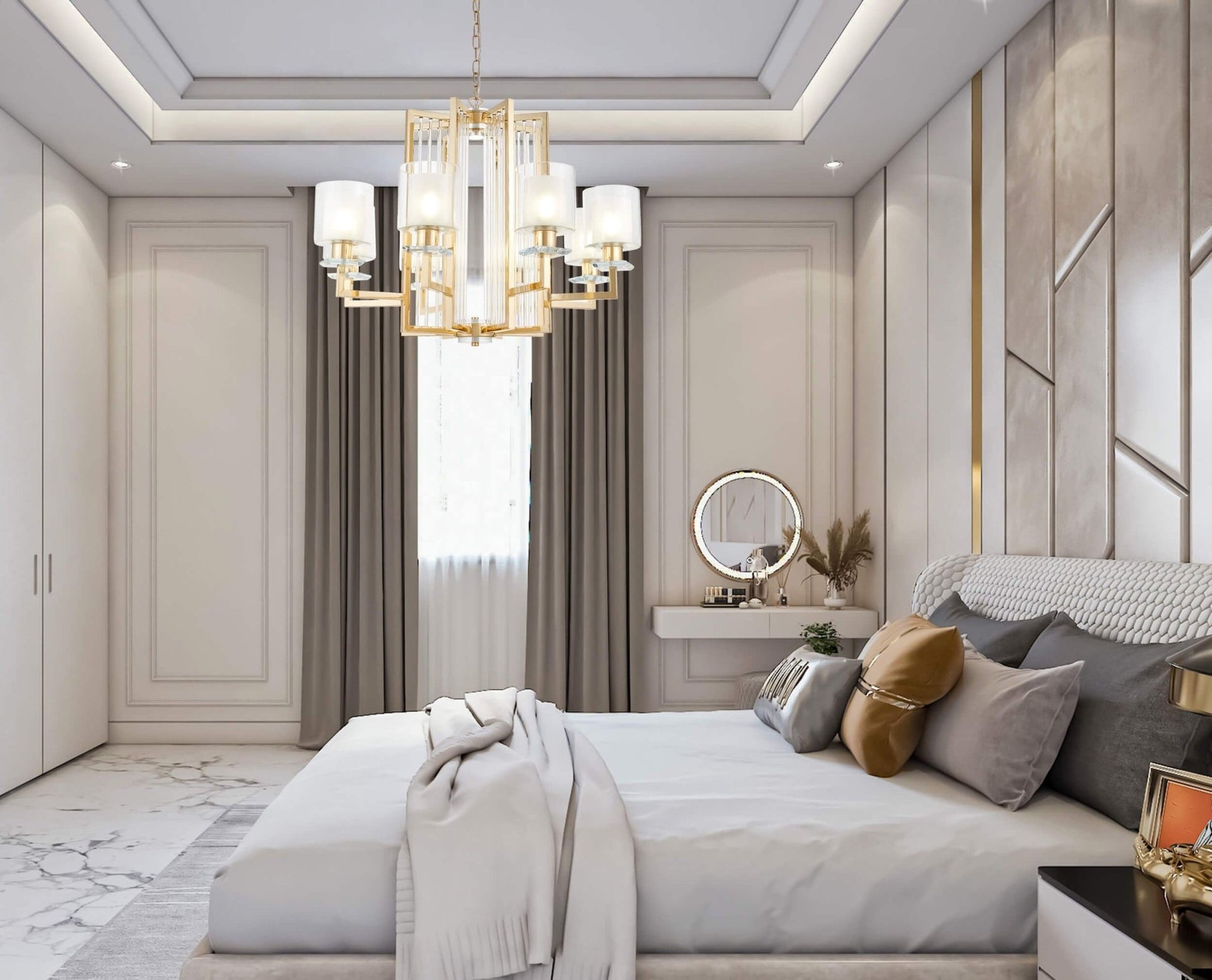 MODERN GOLD PENDANT LAMP MANHATTAN W8 - LuminaLux