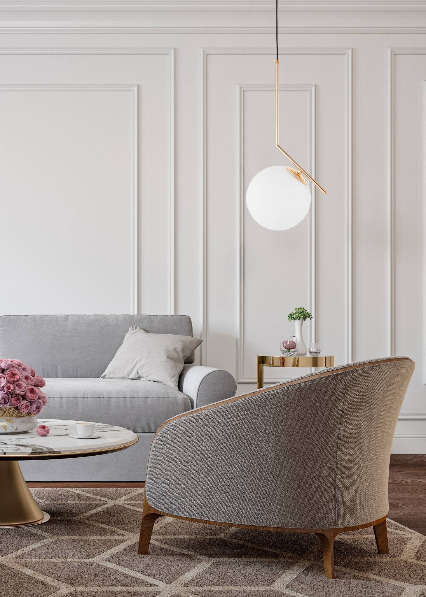 MODERN GOLD PENDANT LAMP SORENTO D20 - LuminaLux