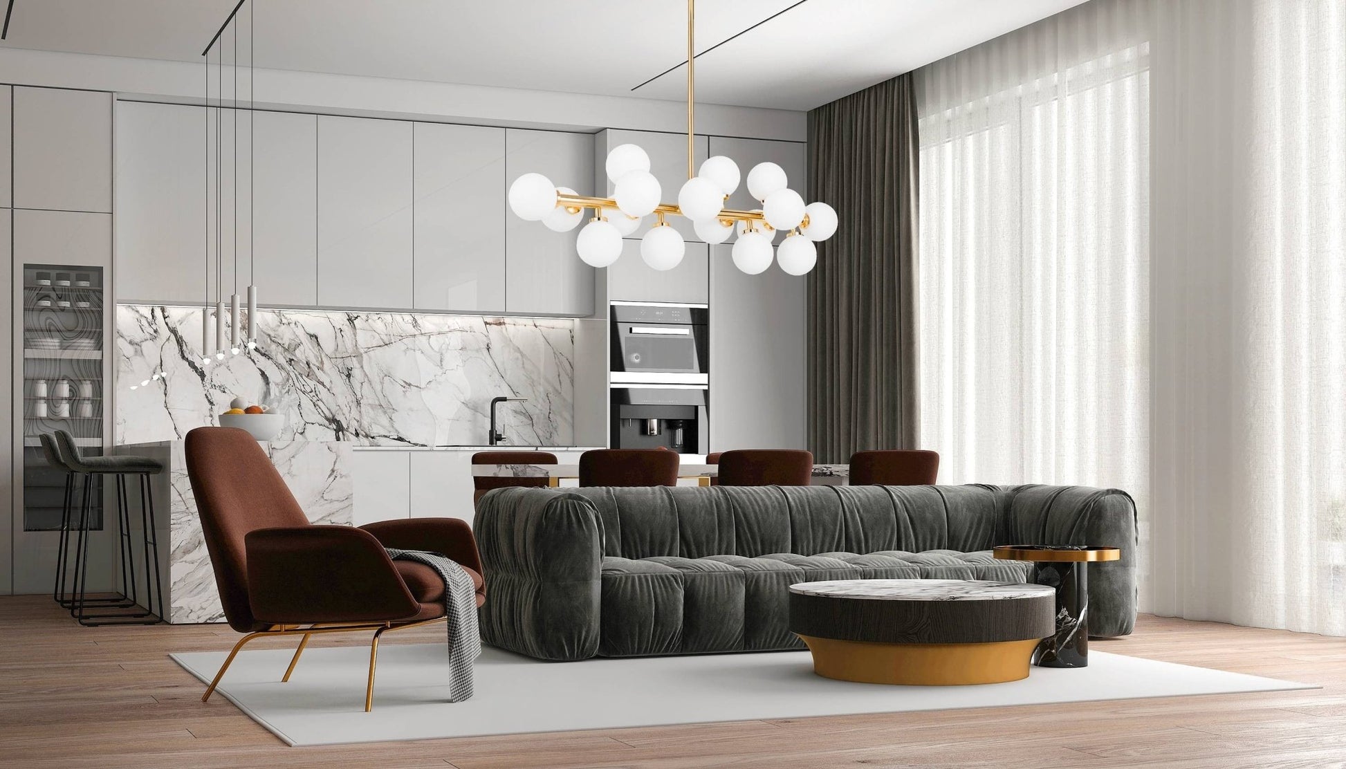 MODERN GOLD PETRICA PENDANT LAMP W16 - LuminaLux
