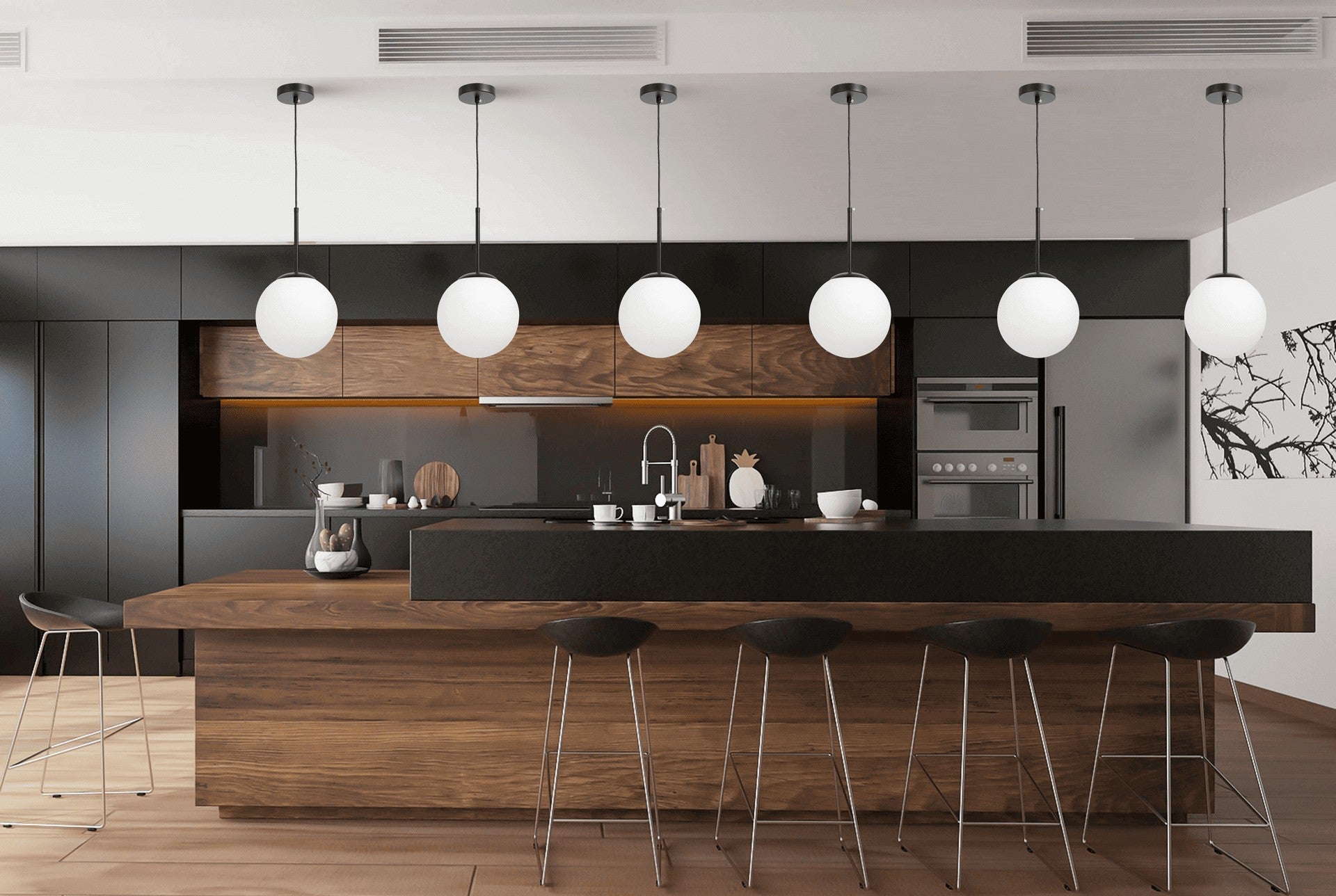 MODERN PENDANT LAMP BLACK FREDICA D20 - LuminaLux