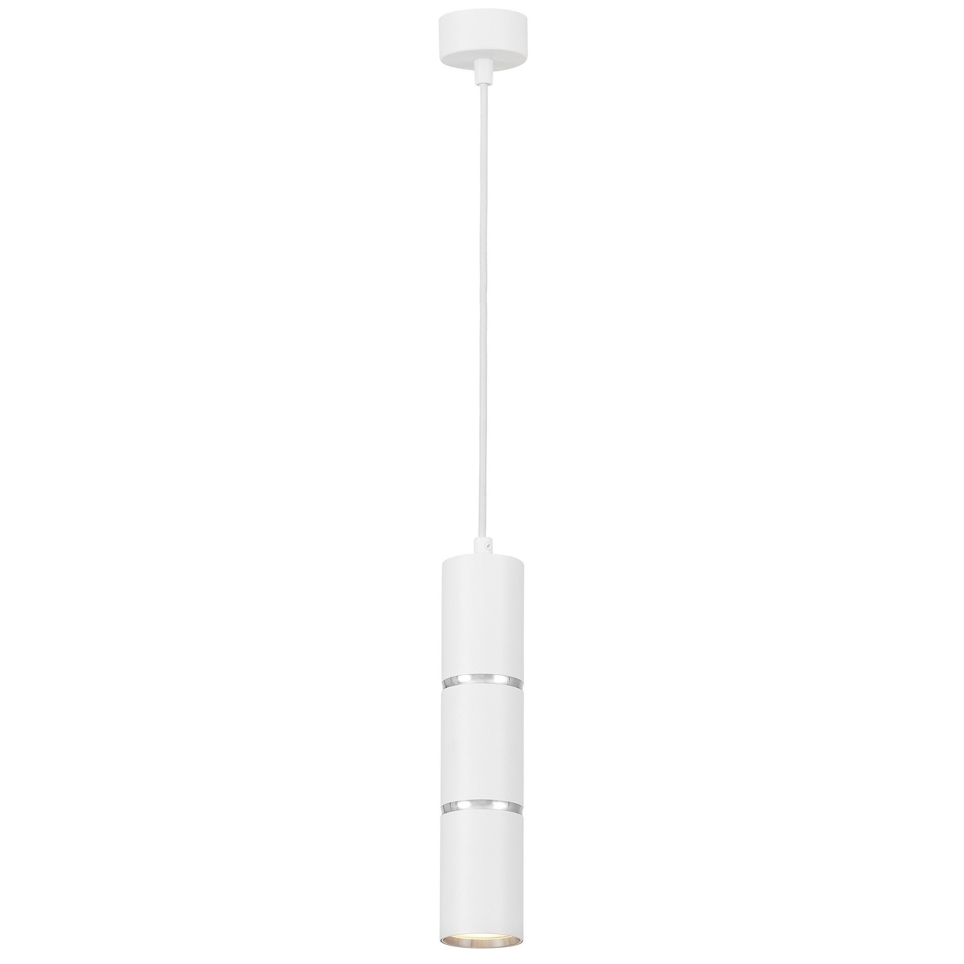 MODERN WHITE CHROME TUBE PENDANT LAMP ASTI W1 - LuminaLux