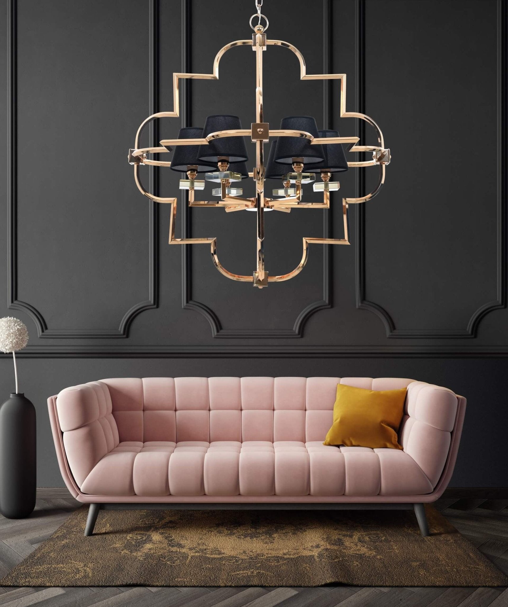 PENDANT LAMP MODERN BLACK AND GOLD BALTIMORE W6 - LuminaLux