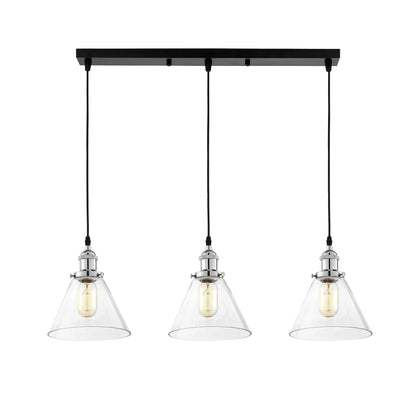 TRIPLE LOFT CHROME PENDANT LAMP NUBI W3 PRO - LuminaLux