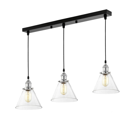 TRIPLE LOFT CHROME PENDANT LAMP NUBI W3 PRO - LuminaLux