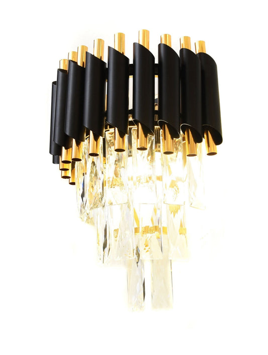 WALL LAMP WALL SCONCE CRYSTAL BLACK AND GOLD MAZINI W2 - LuminaLux