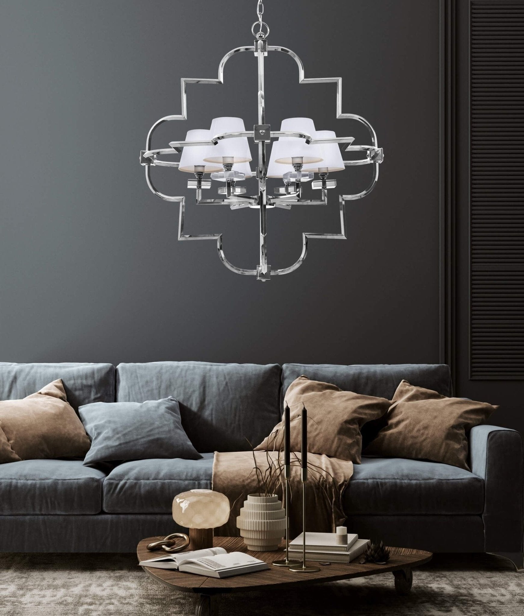 WHITE CHROME MODERN PENDANT LAMP BALTIMORE W6 - LuminaLux