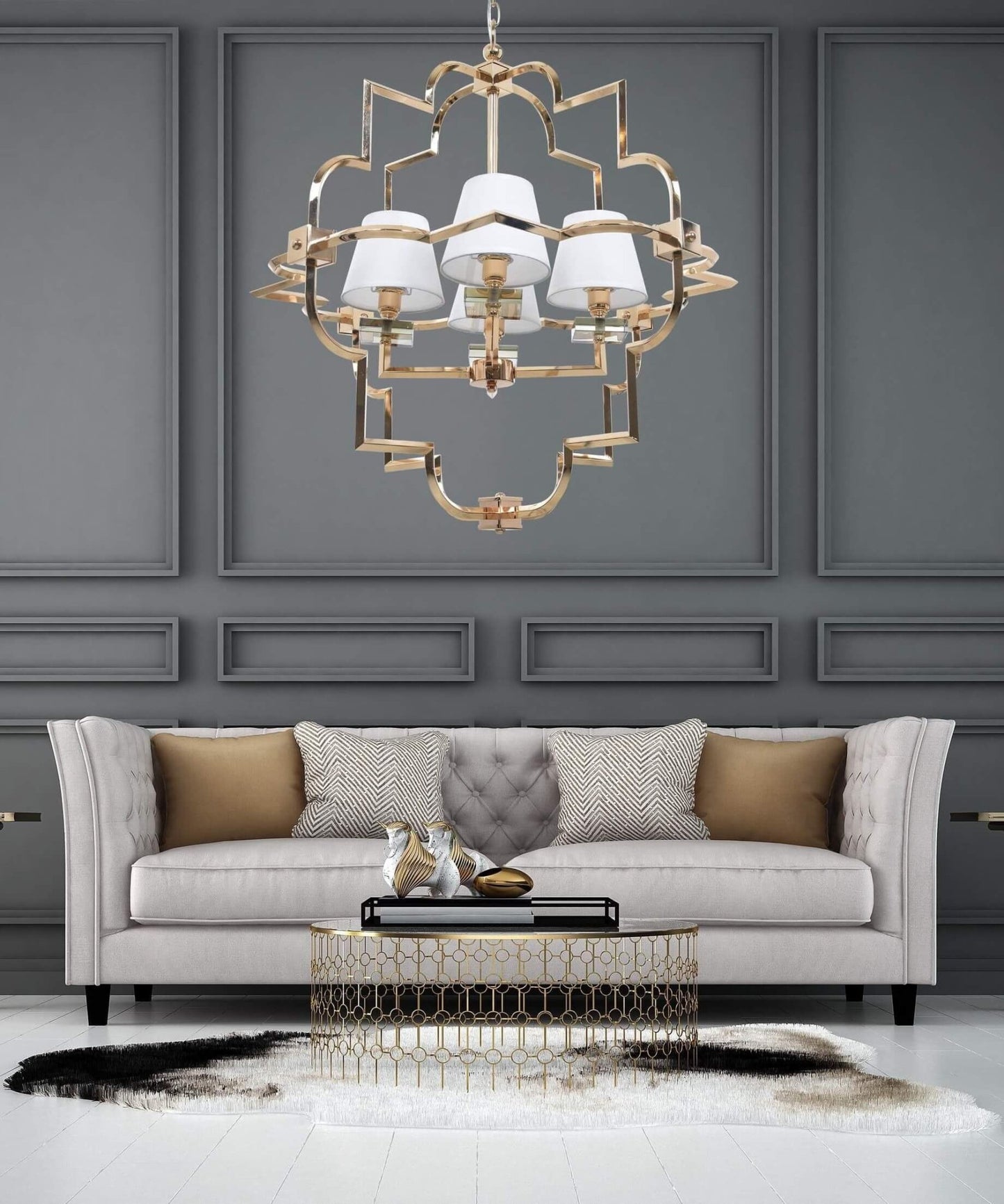 WHITE - GOLD MODERN PENDANT LAMP BALTIMORE W4 - LuminaLux
