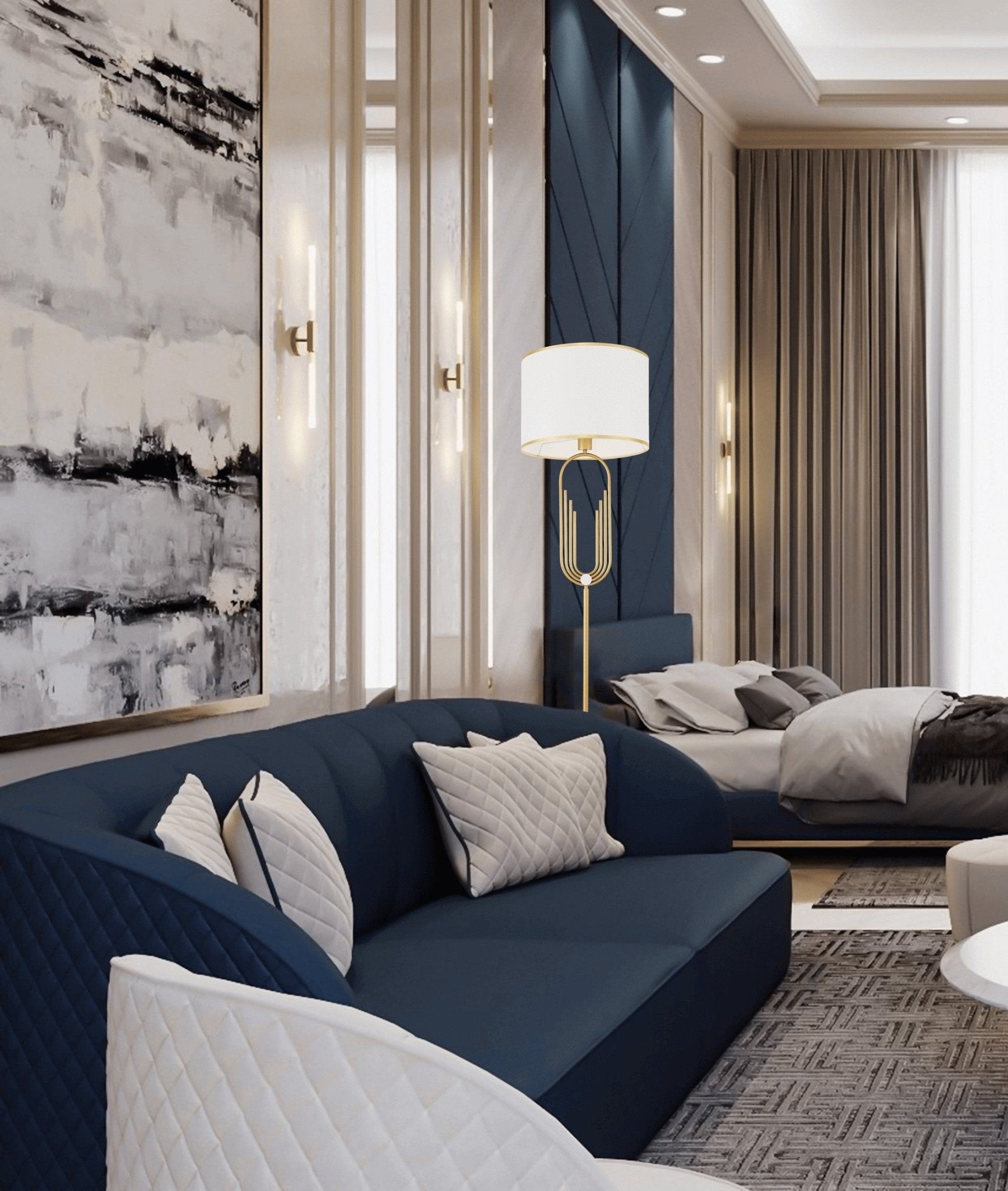 ZANETTI WHITE AND BRASS FLOOR STANDING LAMP - LuminaLux